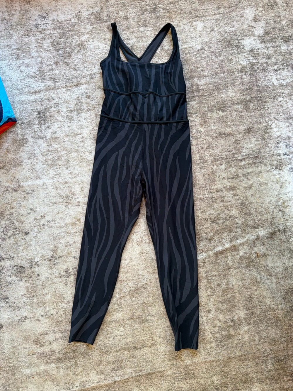 Diane Von Furstenberg Black Zebra-Print Athletic Jumpsuit